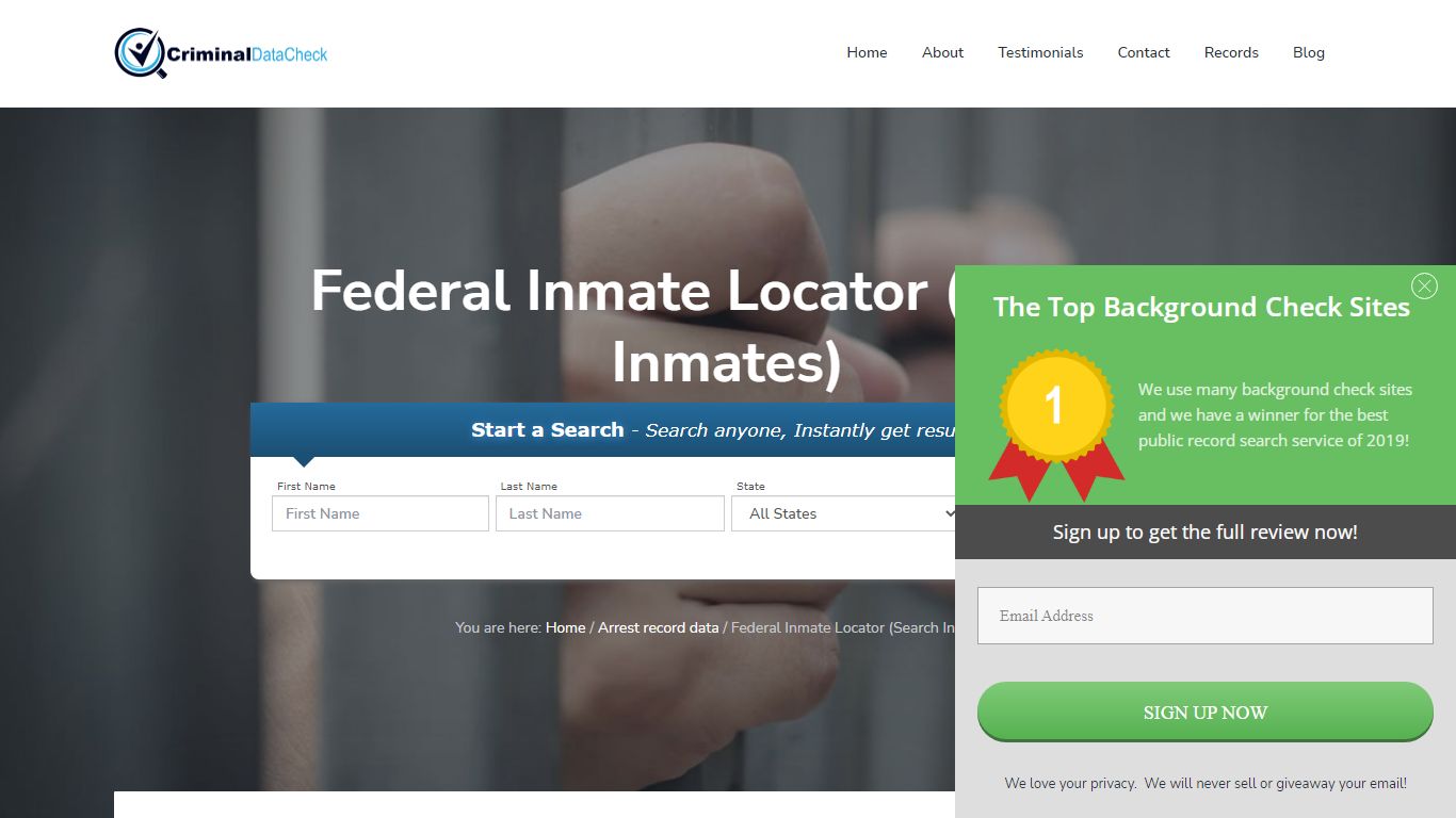 Federal Inmate Locator (Search Inmates) - Criminal Data Check